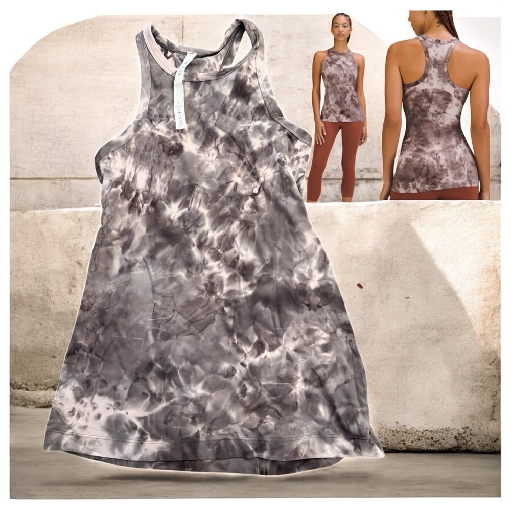 Lululemon Tank Top, Women's Tie-Dye Razor Back, Align,Hip, Nulu, mink lunar Grey